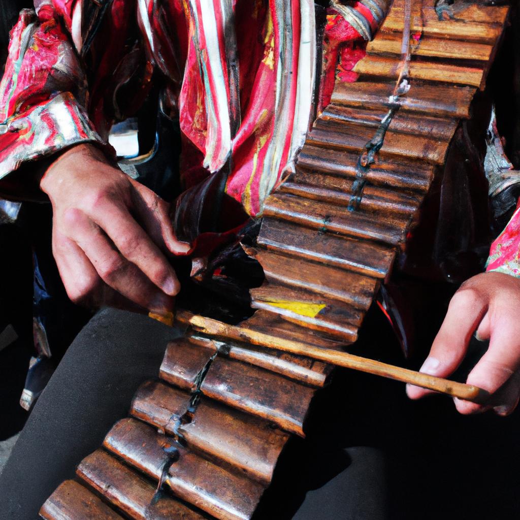 Person playing a traditional instrument